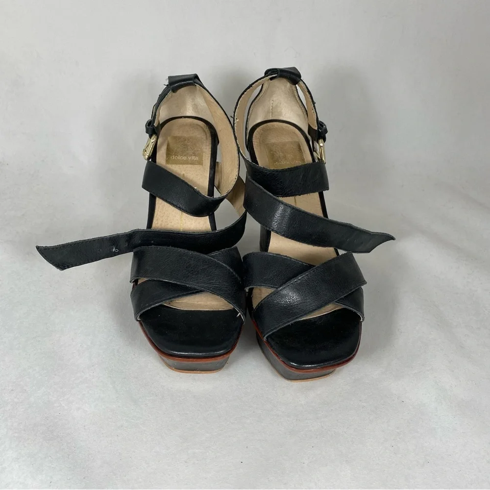 Dolce Vita Orla Cutout Leather Wedge Platform Sandal